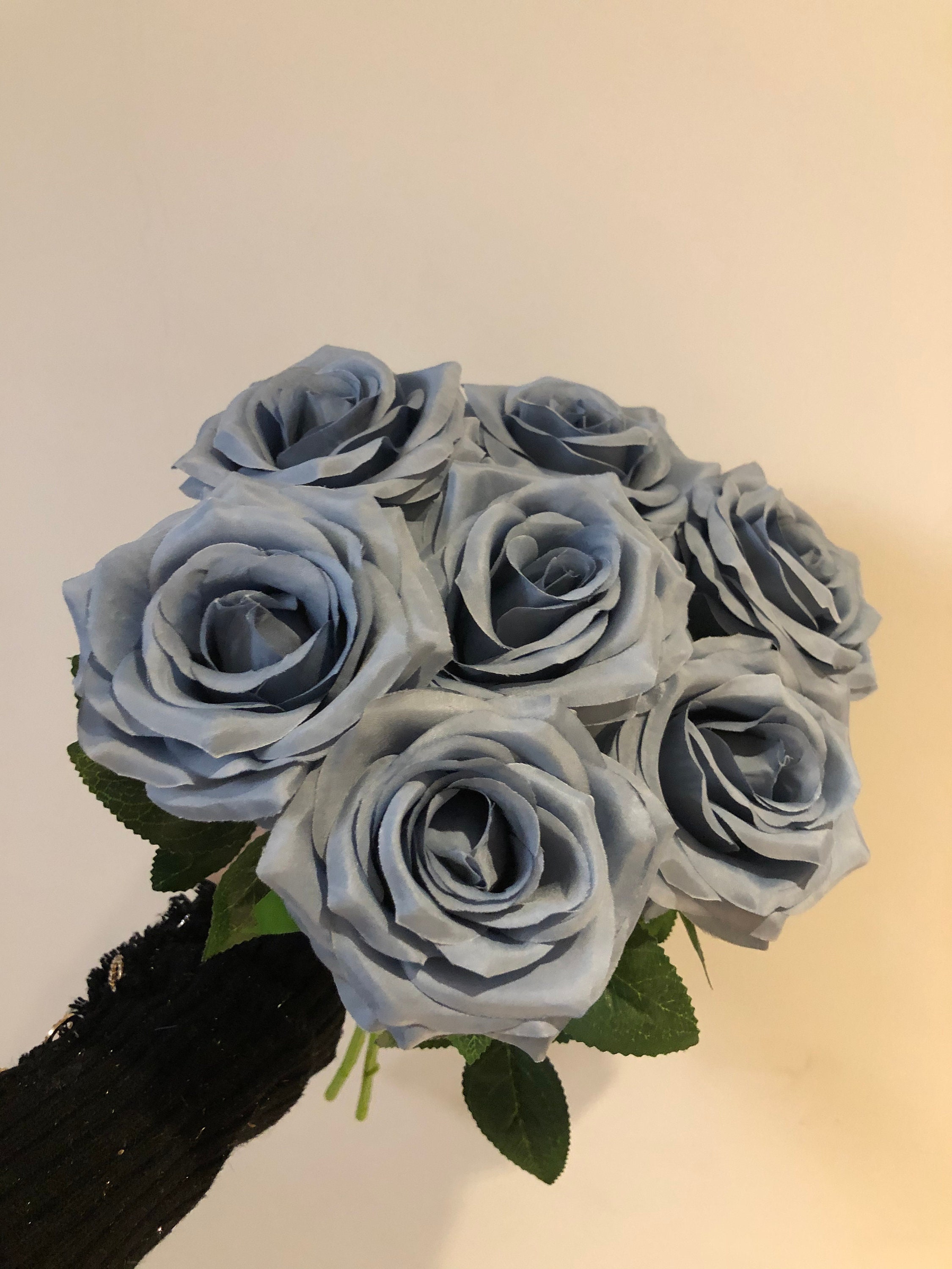 Dusty Blue Flowers With Stem Artificial Silk Flowers Dusty Etsy India