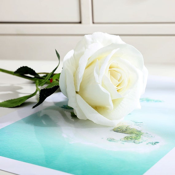 10 Stk. Kunstseide Rosen Echt aussehende Künstliche Rosen Samt Kunstrosen Stiele für Hochzeitssträuße Florale Mittelstücke mit langen Stielen