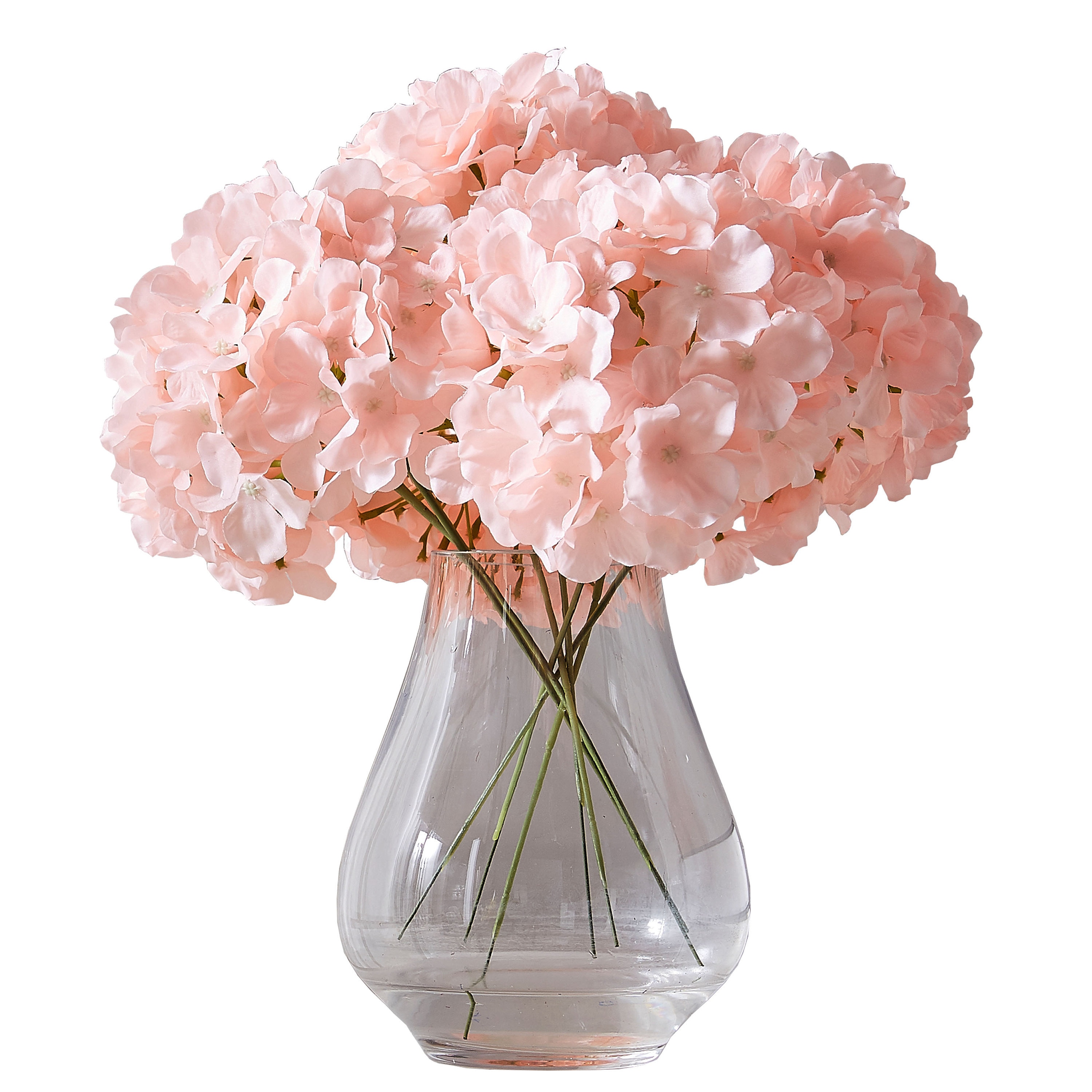130pcs Blush Hydrangea Flower Head Big Fake Hydrangea