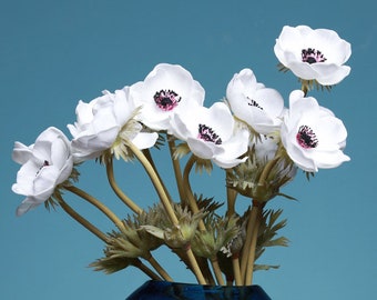 White Anemones Flowers Real Touch Anemones PU Wedding Flowers Stem DIY  Bridal Bouquets, Centerpieces, Decorative Flowers, Cake Decor