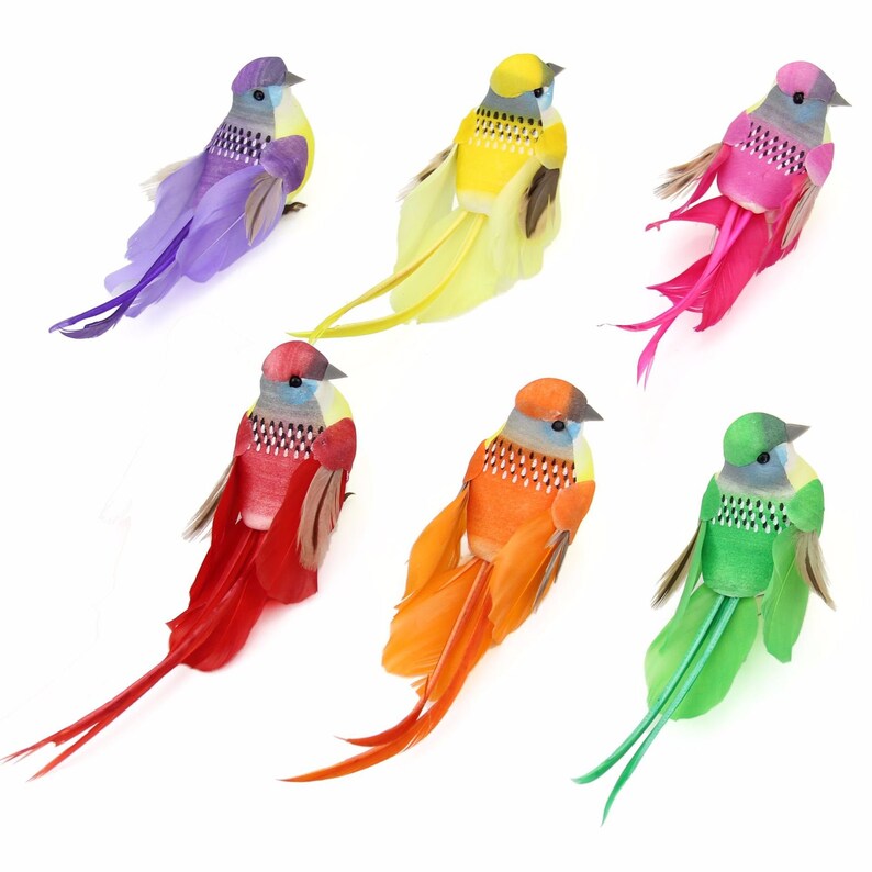6pcs Artificial Birds Artificial Colorful Birds With Iron Etsy