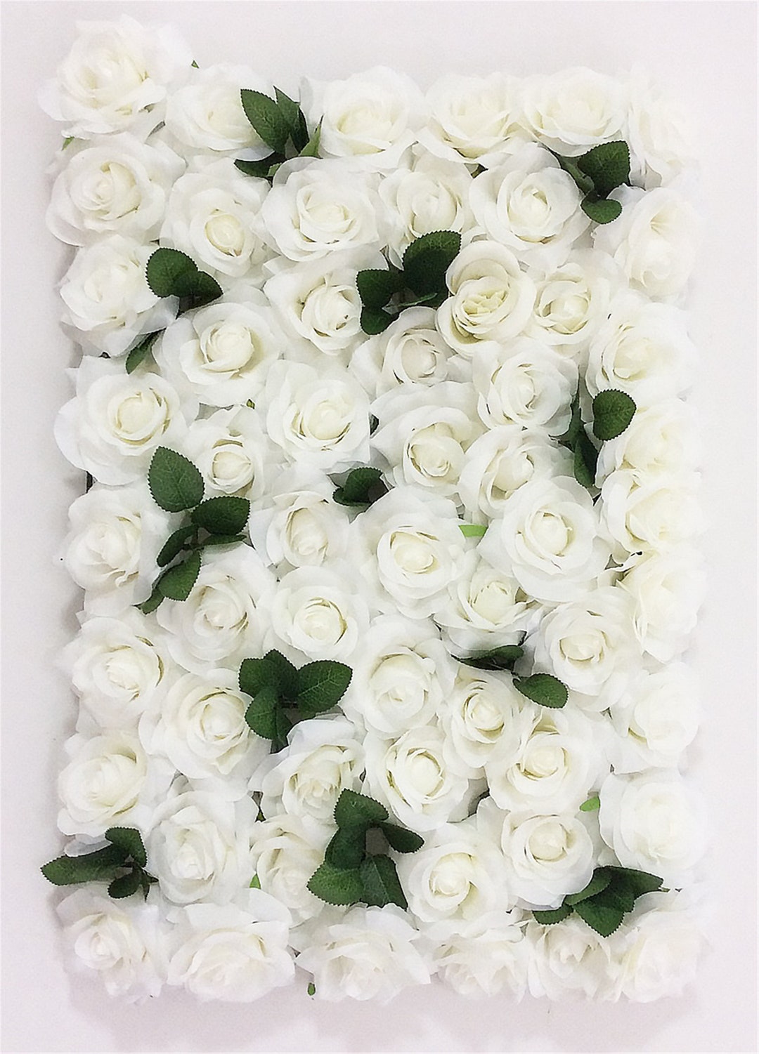 White Artificial Roses Wall Decoration Silk Flower Panels Flower for