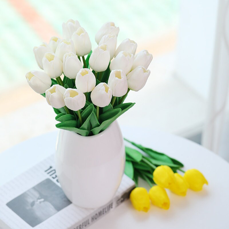 20pcs White 13.4 Artificial Latex Tulips Flowers for Etsy