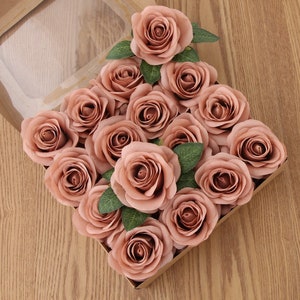 2022 New Model 10-100pcs Light Dusty Rose Artificial Rose Heads,9cm High Quality Roses Head, Faux Artificial Silk Flowers Burnt Orange