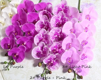Artificial Phalaenopsis Flowers Stems Real Touch (Not Silk) Orchids Flowers for Home Office Wedding Decoration,Pack of 2