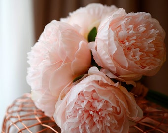 Artificial Peony Bouquets Flower Head Fake Peony Silk Plastic Plants with Stem for Home Decoration Wedding Party Festival Holiday CXRW-RTF05