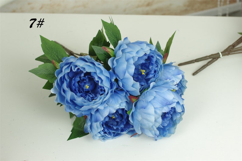 Artificial Peony Silk Flowers Bouquet Glorious Moral 5 Flowers Etsy