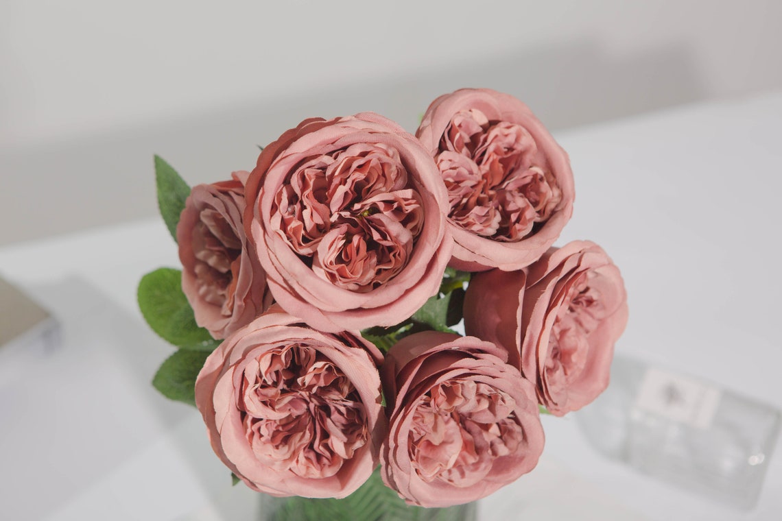 6pcs Artificial Silk Cabbage Rose Dusty Roses Silk English Etsy UK