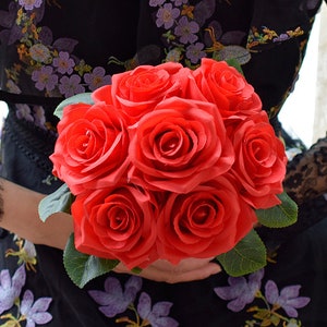 Artificial Red Rose Bouquets, Fake Roses Bouquets, Rose Bouquets Flowers, Wedding Centerpieces, Faux Rose for Wedding Home Office Decor