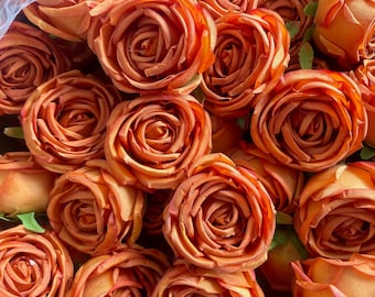 Artificial Rose Head Only in 10cm Burnt Orange Rose Head Faux Silk Rose for Wedding Centerpieces Arrangements Bouquets 10-100pcs
