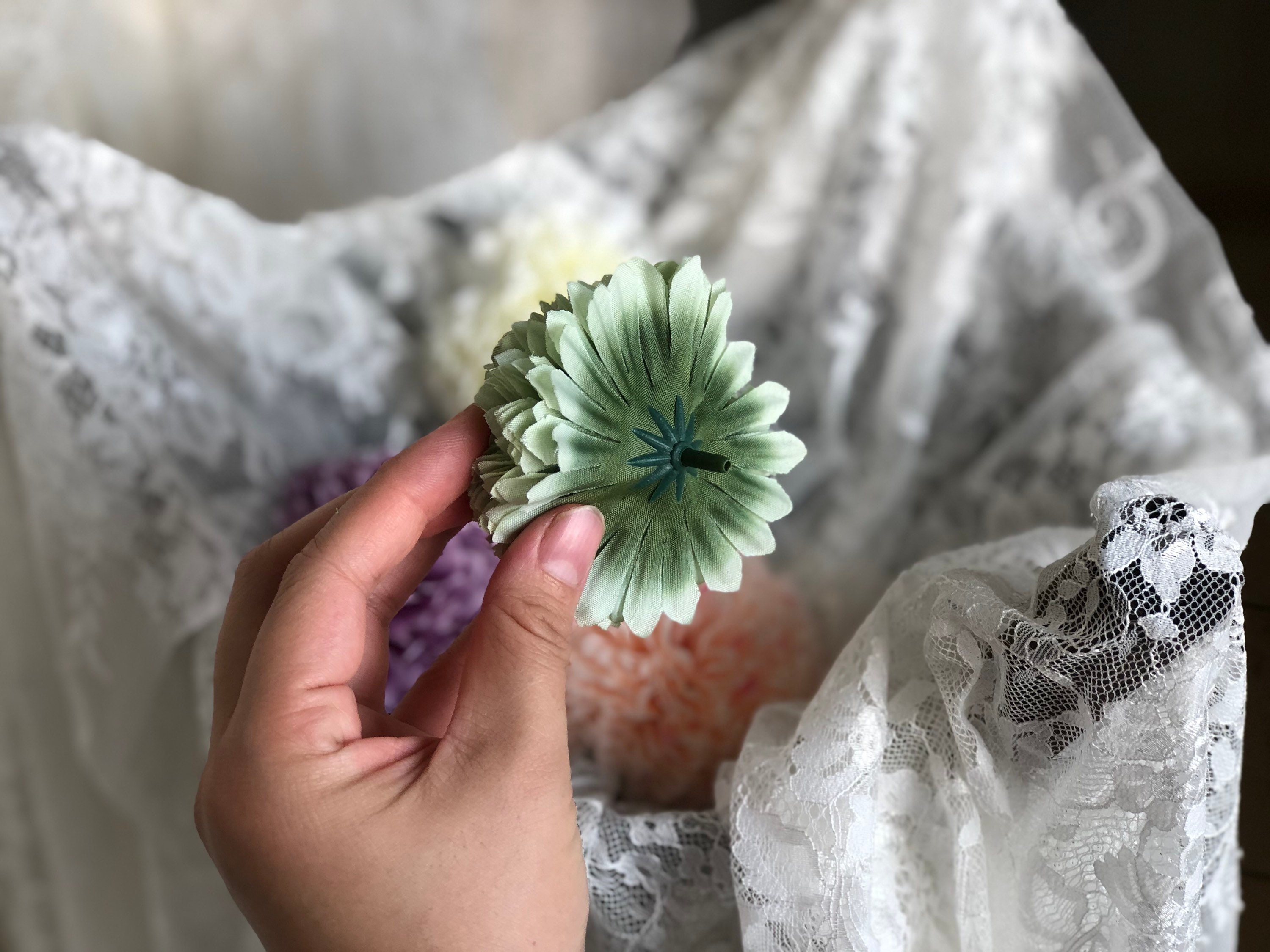 Sage Green Artificial Flower 8CM Big Fake Flowers Silk Etsy