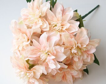 10 Teste Di Dalia Artificiali Homyu In Seta - Fiori Finti Per Matrimoni, Casa, Feste, Decorazioni Tovaglia, Lunghezza 45cm, Diametro 14cm - 5