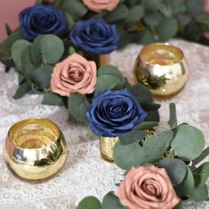 100pcs Rosa azul marino, 9 cm Rosas de alta calidad Cabeza Solo flores azul marino para decoración de bodas Ramos Centros de mesa Flores 10-100pcs