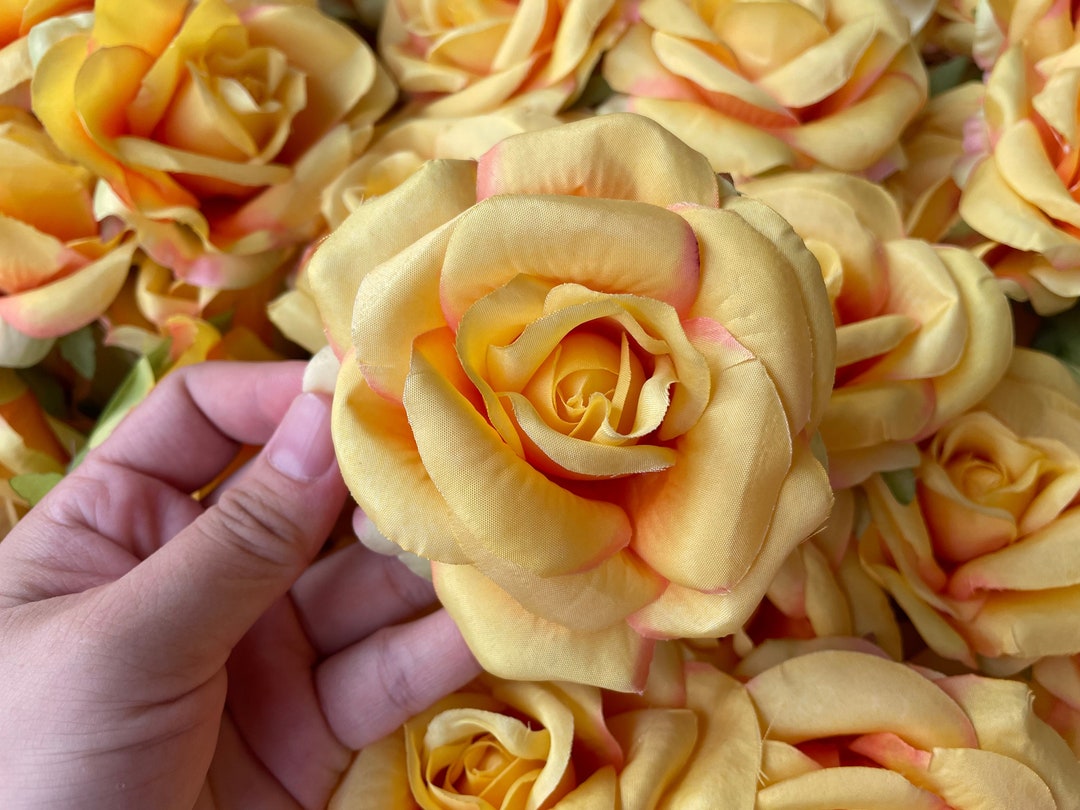 10100pcs Wholesale Yellow Silk Roses Artificial Silk Flowers Etsy