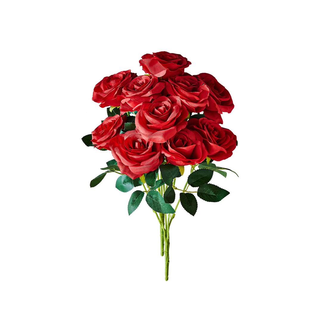 10pcs Red Open Roses, Long Stem, Alice Roses, Artificial Roses, Silk