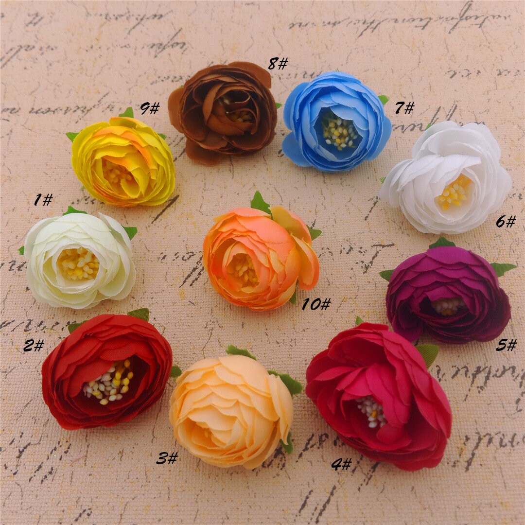 Artificial Fake Flowers Silk Camellia Flower Head Corsage, Boutonniere ...