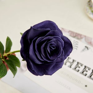 Navy Blue Flowers, Artificial Rose Silk Navy Blue Roses Real Looking Artificial Roses for Wedding Bouquets Centerpieces with Stems -10pcs