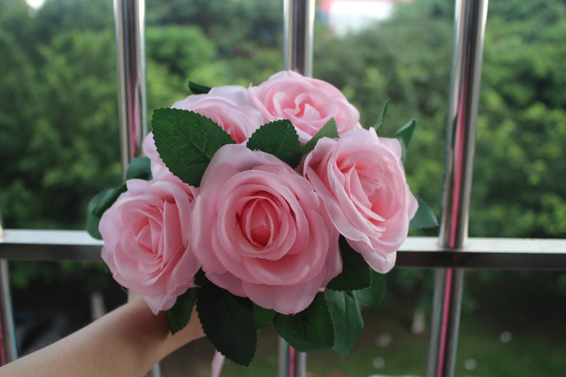 10 100pcs Pink Silk Artificial Roses Flower Heads Bulk Fake Rose Wedding Bouquet Home Decor Home Garden