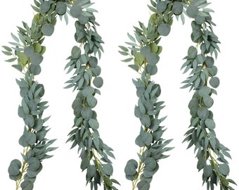 Artificial Eucalyptus 2PCS Artificial Willow Hanging Greenery Garland Artificial Vine Wedding Decorations Indoor Outdoor 6.5ft