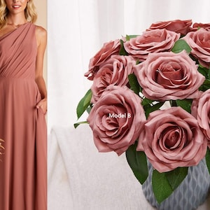 50-100pcs Dusty Rose Artificial Rose Heads, 9cm High Quality Roses Head, Pink Roses Head Set, Artificial flowers, Faux flowers