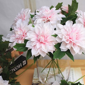 6pcs Artificial Dahlia Flowers Stems, Dahlia Bouquets Wedding Flowers, Dahlia Silk Flowers with Stems Wholesale for Home Office Decor