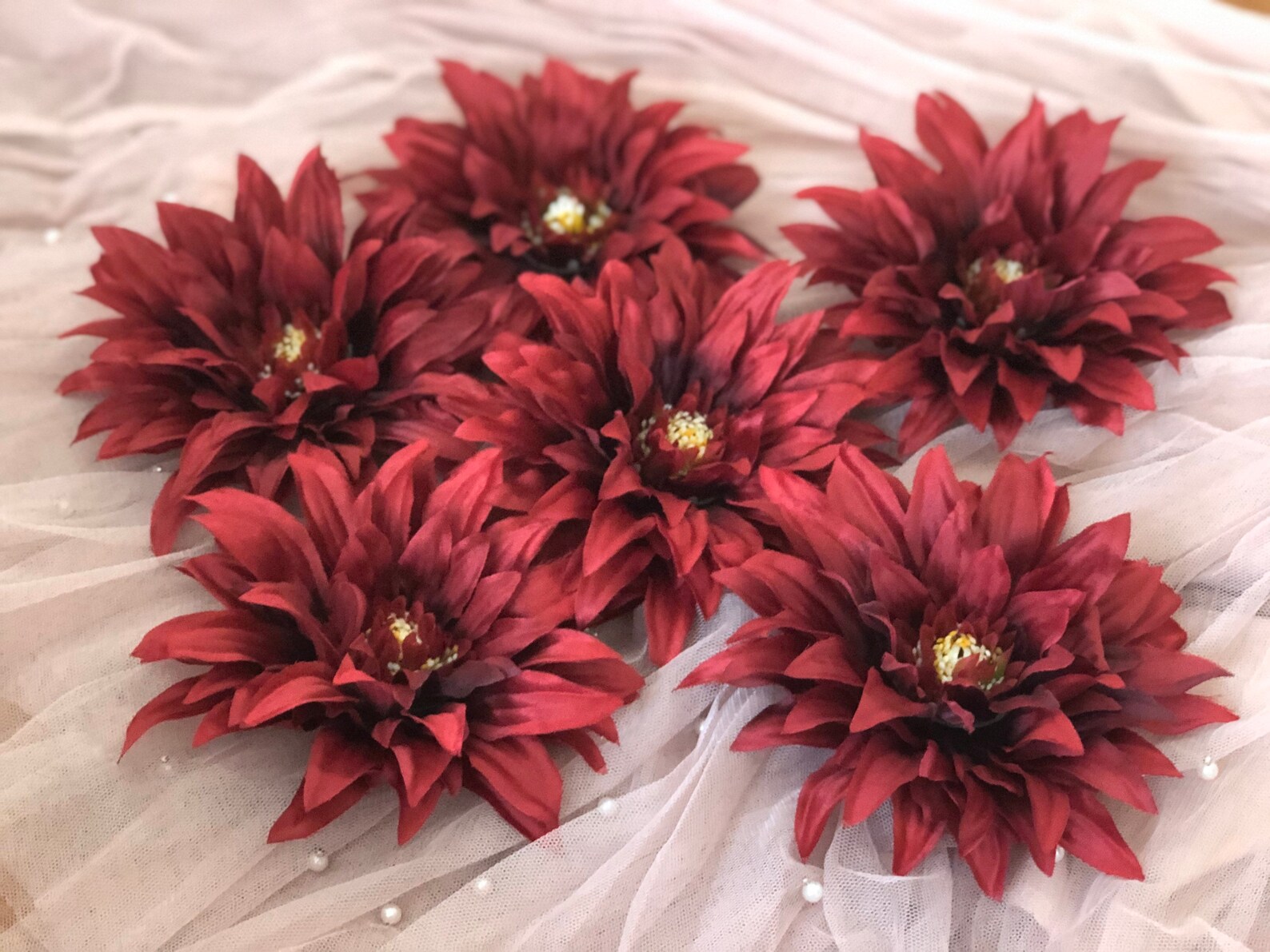 6.7 Burgundy Dahlia Silk Dahlia Big Size Artificial Etsy
