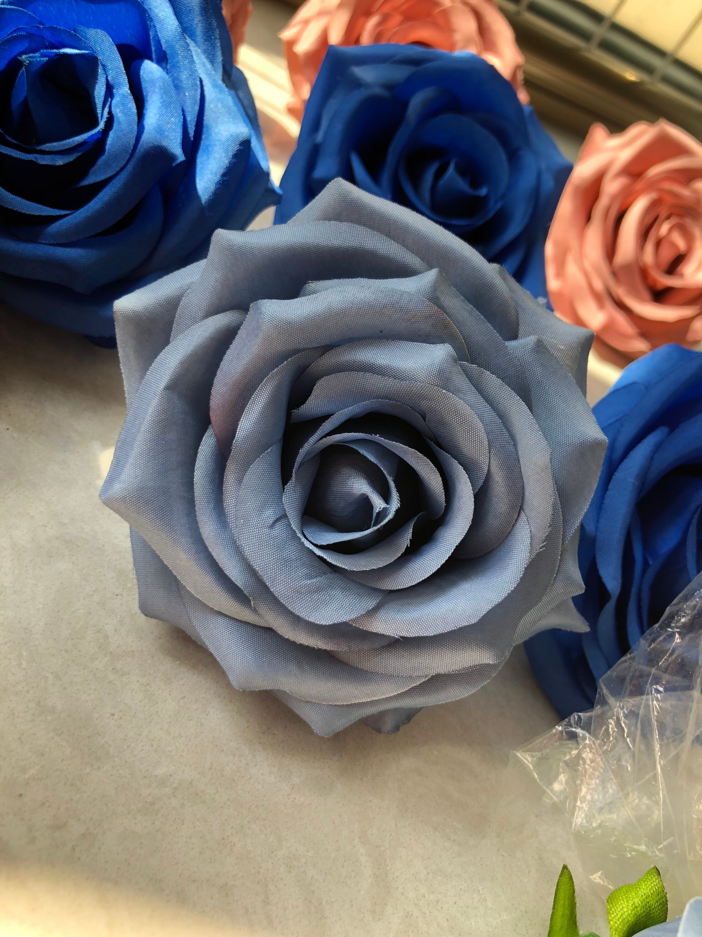 10100pcs Dusty Blue Artificial Rose Heads 9cm High Quality Etsy