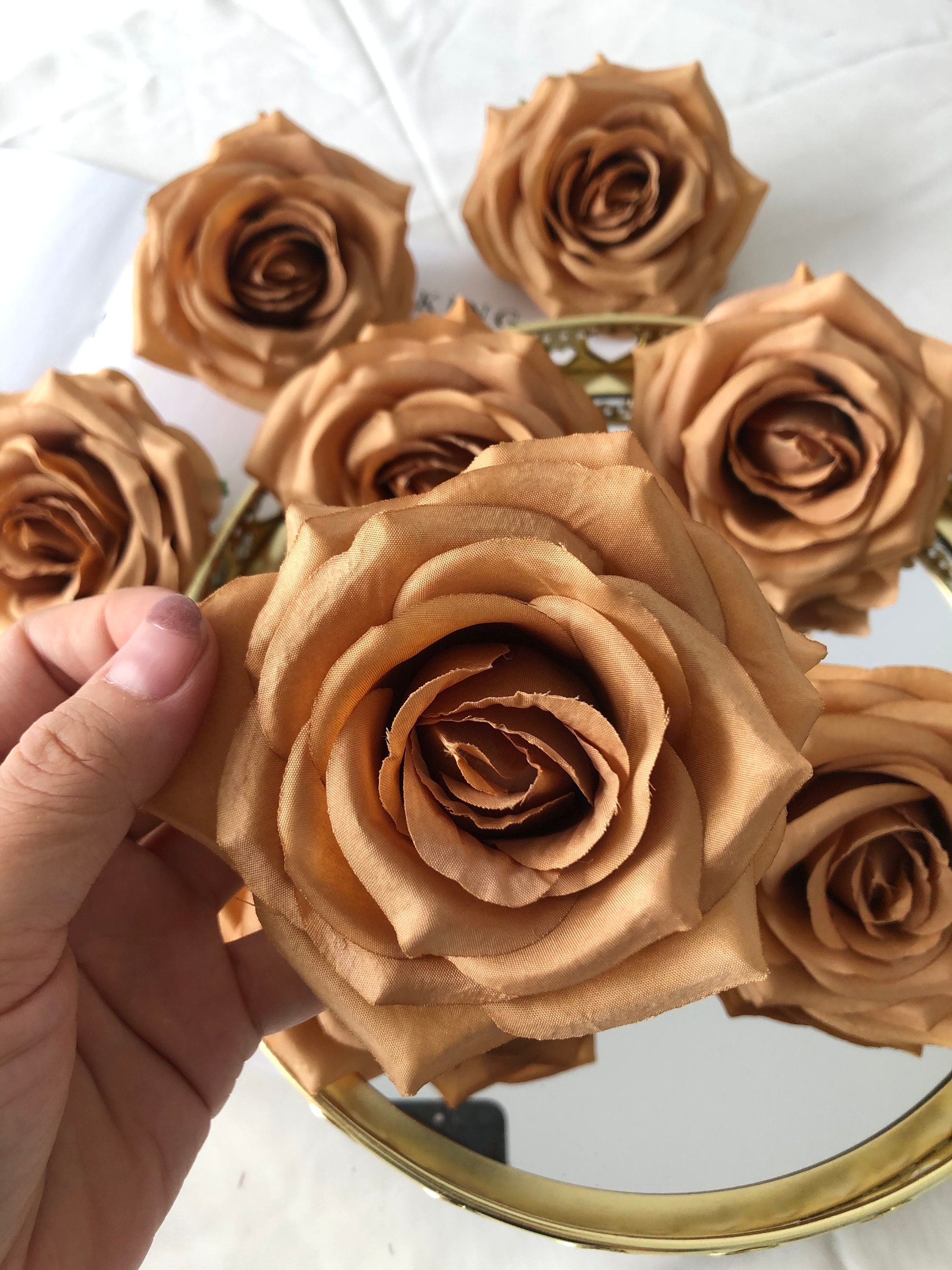 10pcs Toffee Artificial Rose Heads 9cm Brown Silk Roses Head Etsy