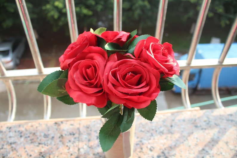 10-100pcs Red Rose Heads,Artificial Roses,Rose Head Set,Artificial Flowers,Roses,Silk Flowers,10cm4/'/' with stems and leaves
