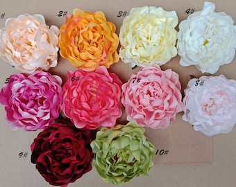 Artificial Peonies Flowers Head, Fake Peony Heads with Stems, Fake Peonies Silk Flower Wedding Flowers for Wedding Bouquets Decor 10pcs