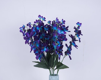 Galaxy Orchid, Purpl Blue, Turquoise Wedding Flowers, Artificial Silk Orchid, Silk Orchid Flowers 4-16 Stems