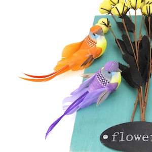 6pcs künstliche Vögel, künstliche bunte Vögel mit Eisendraht, gefälschte Vögel, Hüte Dekorationen, Handwerk Verschönerung, Home Decor