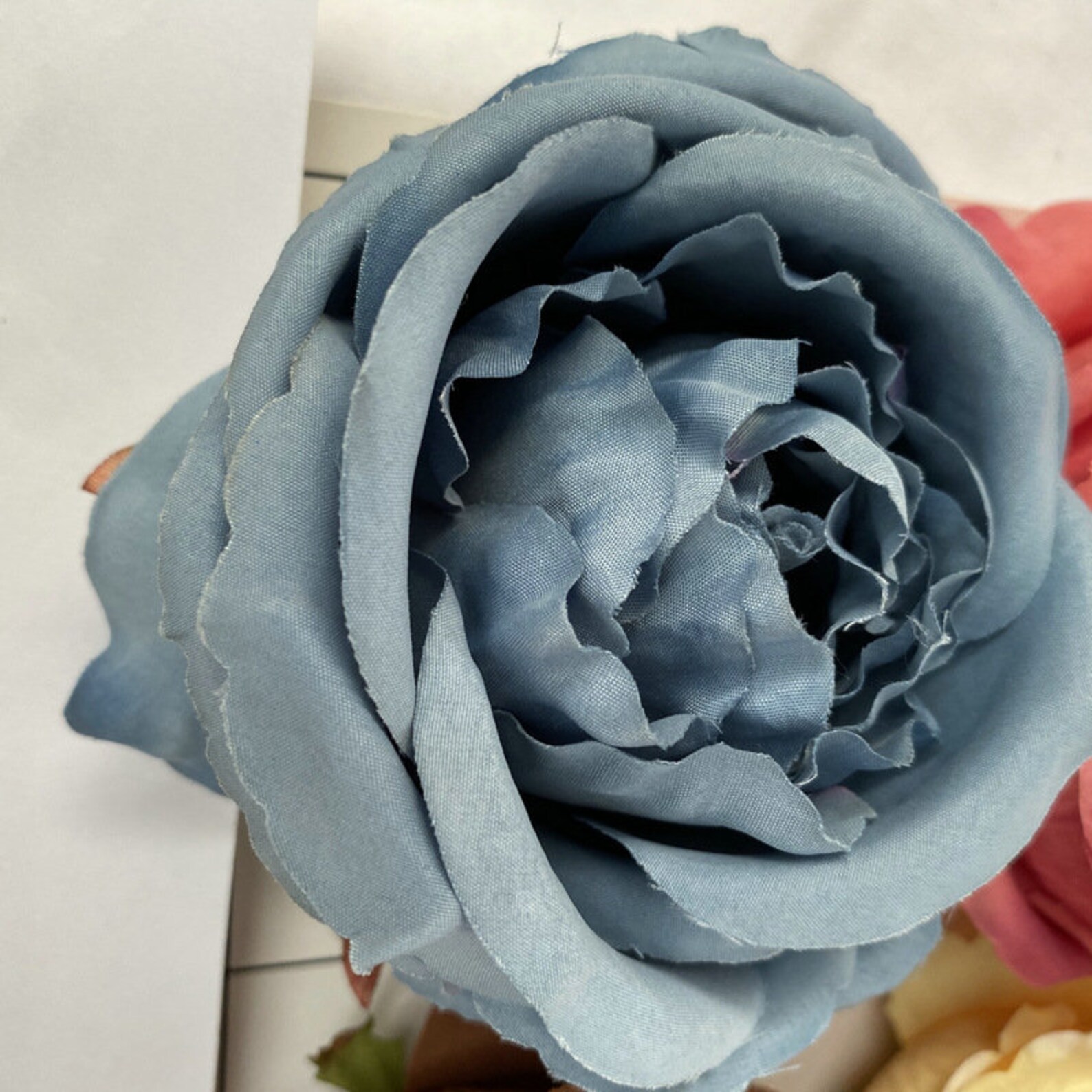 Wholesale Artificial Round Roses Fake Silk Rose Dusty Blue Etsy
