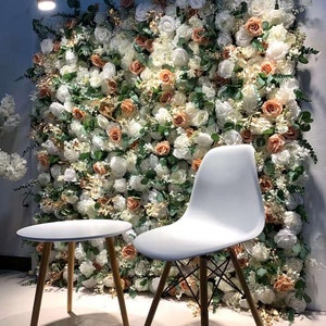 5D Toffee Ivory Flowers Wall Eucalyptus Greenery Flowers Wall for Party Arrangement Wedding Photography Backdrop
