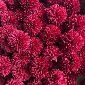 Burgundy Artificial Flowers Chrysanthemum Ball Flowers Head Only Bouquet for Home Office Coffee House Parties & Wedding 10-100pcs