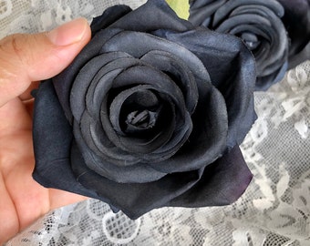 30-100PCS Black Artificial Rose, Black Flowers, Black Silk Roses, Black Wedding Flowers Head, Bouquets Flowers