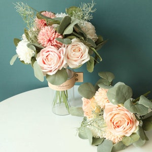 Artificial Flowers, Fake Peony Silk Hydrangea Bouquet Carnations Realistic Flower Arrangements Wedding Decor Table Centerpieces 2 Packs image 2