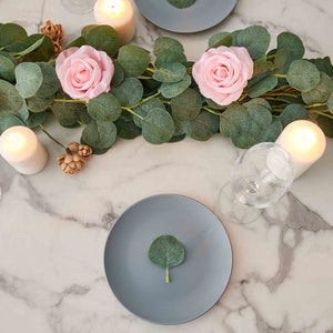 5pcs Faux Silver Dollar Eucalyptus Garland , Wedding Arch Decor Eucalyptus Garland, Grey Green Leaves Garland