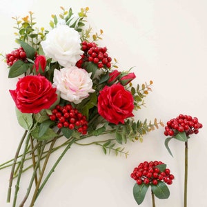 Real Touch Roses Faux Floral Arrangement,Real Touch Artificial Flowers for Wedding Bouquet Bridal Show, Wedding and Home Decor