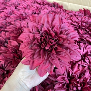 6" Burgundy Dahlia Flower Wine Artificial Silk Flower Fake Dahlia Flower Dahlia for Baby Shower Wedding Party Decor DIY Project