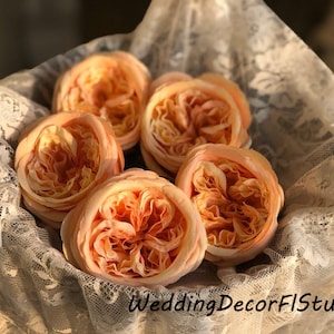 Artificial Peach Roses, Peach Rose Head Wholesale, Fake Roses Head, High Quality Silk Roses, Wedding Flowers Decor with Stems 10-100pcs