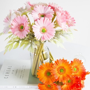 Gerbera Daisy Bouquet PU Artificial Flowers Daisy Bouquet for Wedding Home Decor Bridal Bouquet 1 Bunch