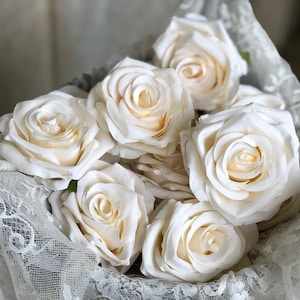 9cm Ivory Rose, Beige Flower Rose Head, High Quality Roses without Stem for Wedding Decoration Bouquets Centerpieces Flowers 10-100pcs