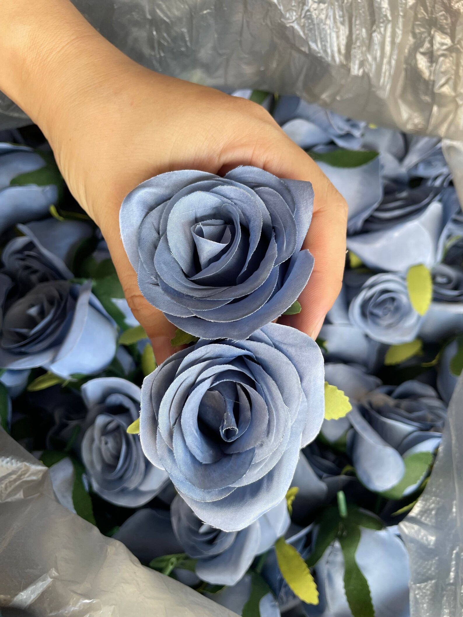 Wholesale Dusty Steel Blue Artificial Rose Heads 9cm High Etsy
