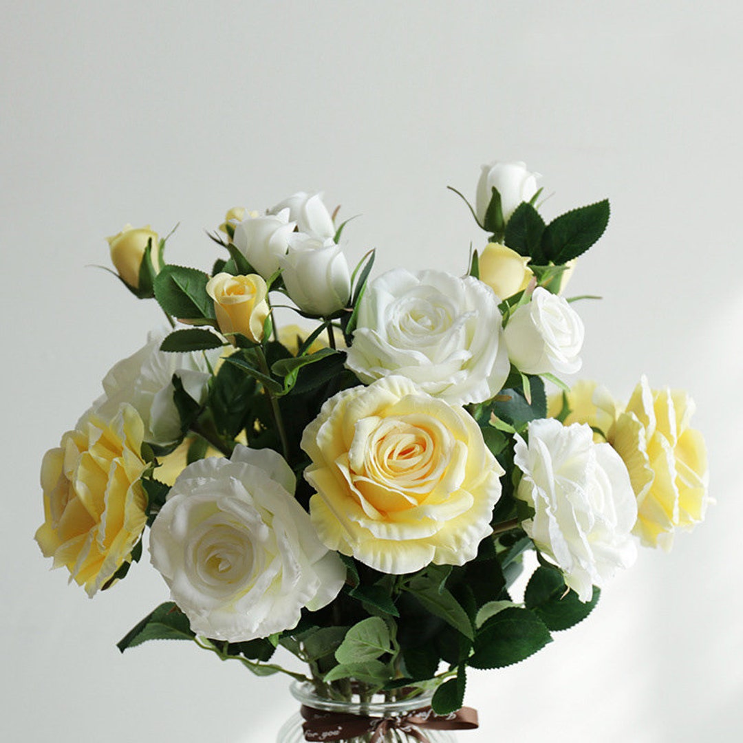 6pcs Artificial Silk Roses Silk English Rose for Wedding Bouquet