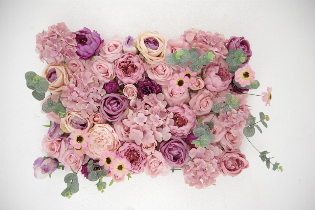 Dusty Roses Silk Flower Panels Flower Wall for Photography Backdrop