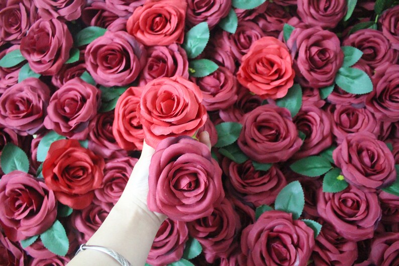 10-100pcs Red Rose Heads,Artificial Roses,Rose Head Set,Artificial Flowers,Roses,Silk Flowers,10cm4/'/' with stems and leaves