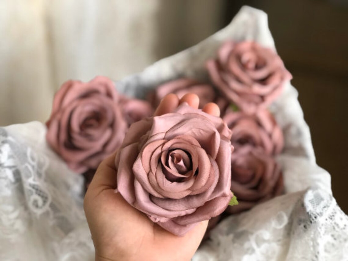 10100pcs Dusty Rose Artificial Rose Heads 9cm High Quality Etsy