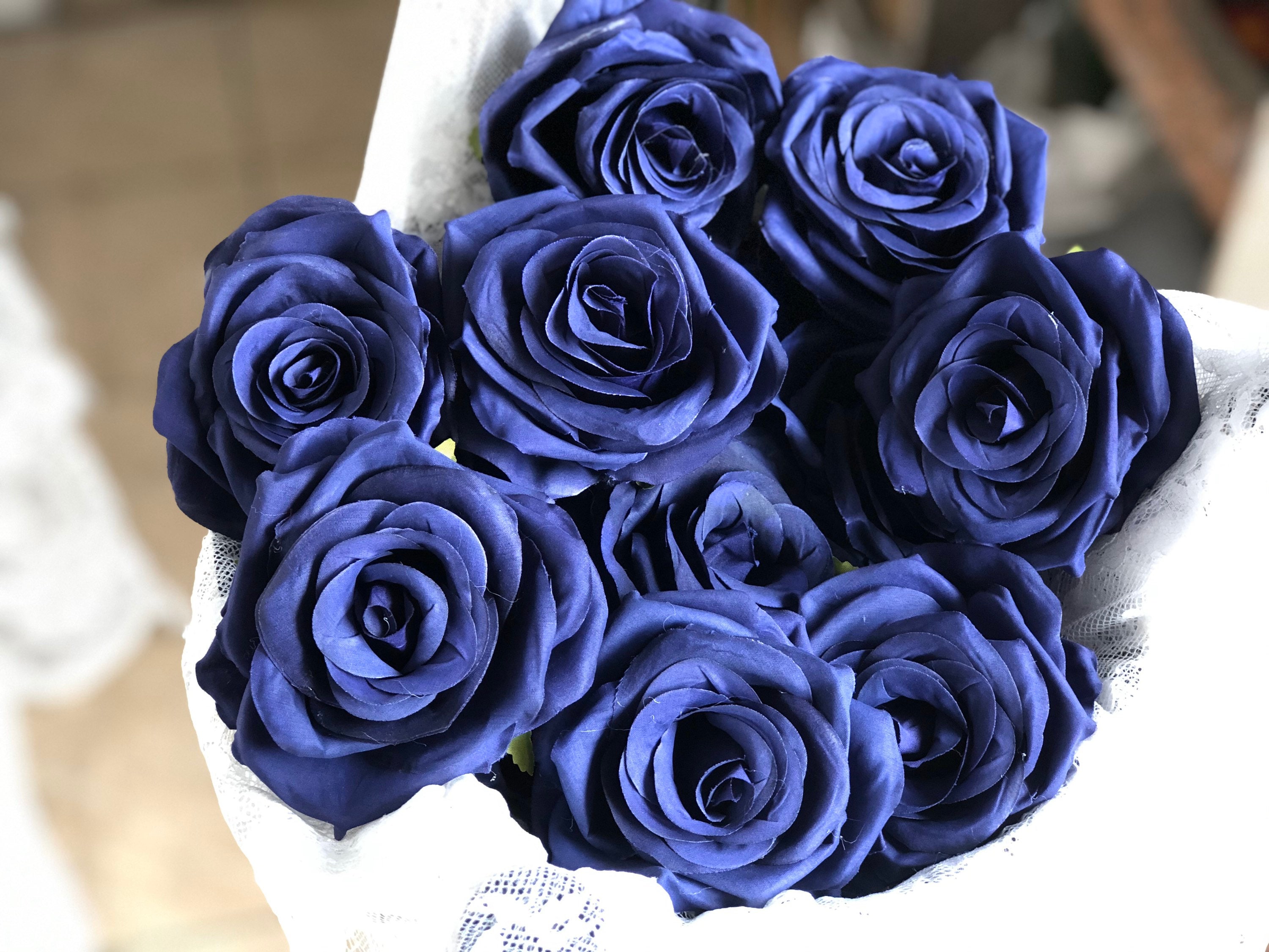 Navy Blue Rose Flower Rose Head 9cm High Quality Roses Head Etsy