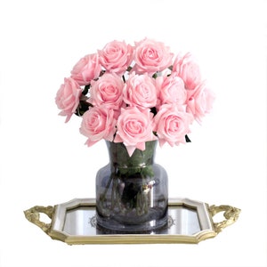 20PCS Real Touch Silk Roses, Fake Roses Wedding Flowers Bouquets Flowers White Pink Artificial Flowers